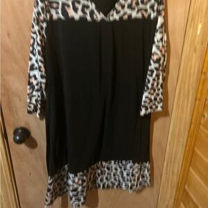 Elegant Black and Leopard Print Dress